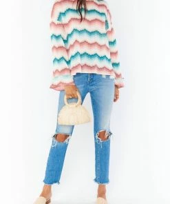 Outlet 🛒 Show Me Your Mumu Daytime Pullover in Catch Waves Knit for 👩 women ⭐