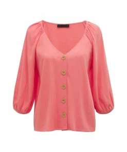 Promo 😉 Show Me Your Mumu Modern Button Front Top in Light Sugar Coral for 👩 women 🥰