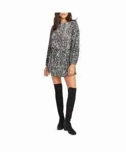 New 🥰 Show Me Your Mumu Geller 👩 Womens Snake Print Puff Sleeve Shift 👗 Dress 🎉