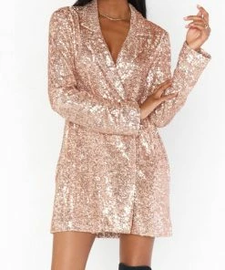 Promo π Show Me Your Mumu Bazel Blazer π Dress in Rose Gold Sequins for π© women π
