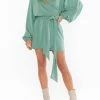 Best deal 🎁 Show Me Your Mumu Chloe Collared 👗 Dress in Sage Slinky Stretch for 👩 women ✔️