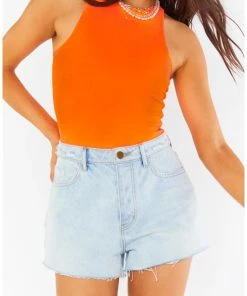 Outlet ✔️ Show Me Your Mumu Best Bodysuit Top in Neon Orange for 👩 women 👍