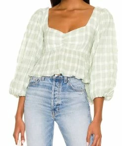 Best Sale π Show Me Your Mumu Angelique Top in Green Plaid for π© women π