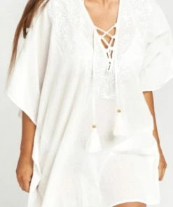 Best Sale π€© Show Me Your Mumu Peta Lace Up Tunic in White for π© women π