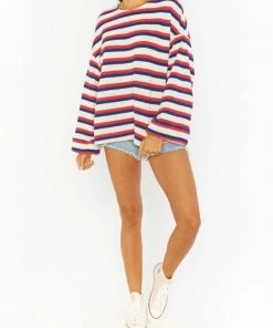 Hot Sale 🛒 Show Me Your Mumu Daytime Pullover in Patriot Stripe Knit for 👩 women 🧨