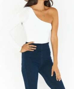 Best Pirce β€οΈ Show Me Your Mumu Brinkley Bodysuit in Off White Stretch for π© women βοΈ