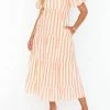 Coupon ❤️ Show Me Your Mumu Linds Midi 👗 Dress in Dreamsicle Stripe Linen for 👩 women ❤️
