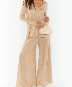 Promo 😉 Show Me Your Mumu Jordan Pants in Gold Sparkle Knit for 👩 women 🤩