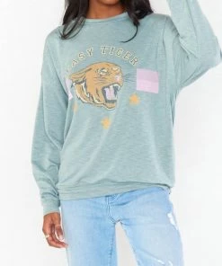 Best deal 🎁 Show Me Your Mumu Palmer Sweatshirt in Easy Tiger Graphic for 👩 women 🤩