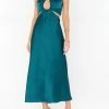 Hot Sale 🛒 Show Me Your Mumu Codie Cut Out 👗 Dress in Jade Luxe Satin for 👩 women 🥰