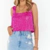 Deals 👍 Show Me Your Mumu Tara Crop Top in Pink Disco Sequin for kids 🧨