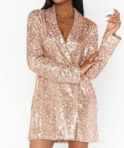 Cheapest 😍 Show Me Your Mumu Bazel Blazer 👗 Dress in Rose Gold Sequins for 👩 women ✔️