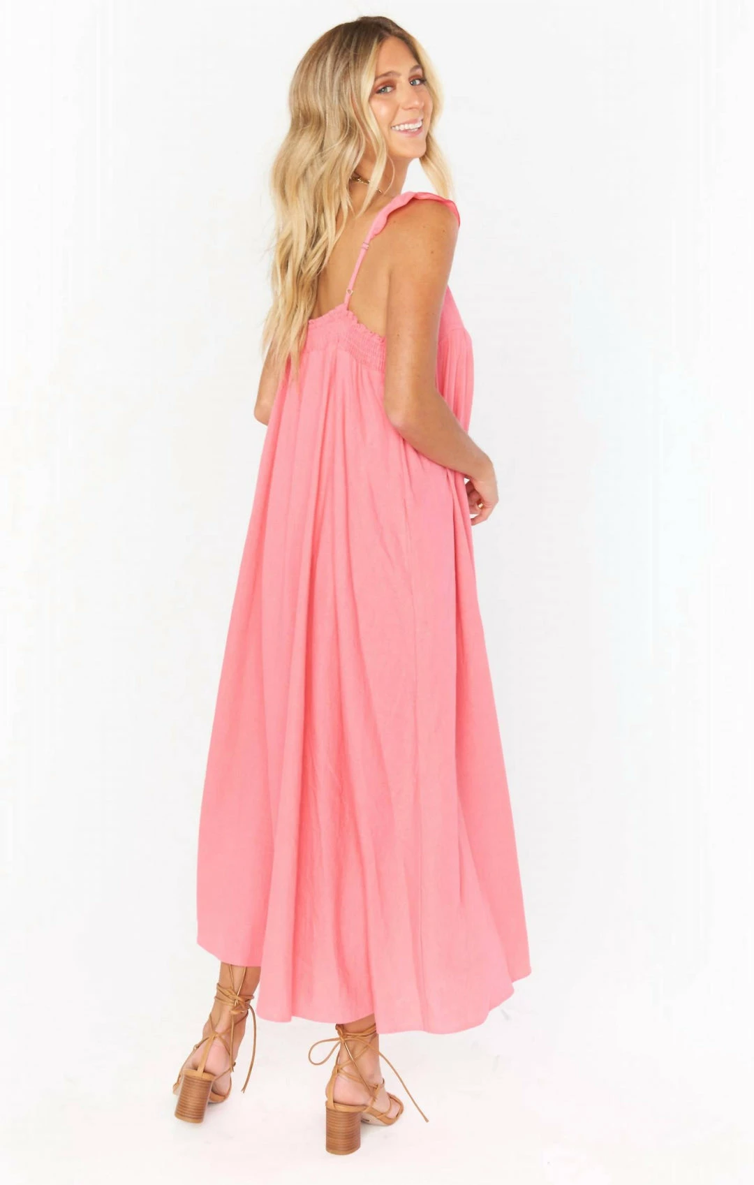 Best deal π― Show Me Your Mumu Oasis Ruffle π Dress in Flamingo Pink Linen for π© women π― 3 Best deal π― Show Me Your Mumu Oasis Ruffle π Dress in Flamingo Pink Linen for π© women π― - Image 3