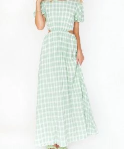 Hot Sale 🌟 Show Me Your Mumu Eloise Maxi 👗 Dress in Green Plaid for 👩 women 🧨