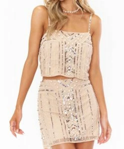 Deals 😀 Show Me Your Mumu Pearly 👗 Skirt in White Pearl Sequins for 👩 women ✨