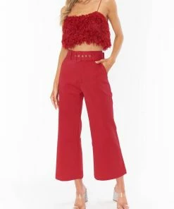 Cheapest 💯 Show Me Your Mumu Dj Cropped Pants in Red Suiting for 👩 women ⭐