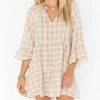 Hot Sale 👏 Show Me Your Mumu Viola Mini 👗 Dress in Cream Plaid for 👩 women 👏