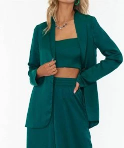 Best deal 🤩 Show Me Your Mumu Felix Blazer in Emerald Luxe Satin for 👩 women 🔥