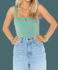 Hot Sale 🛒 Show Me Your Mumu Arlo Bodysuit in Sage Slinky Stretch for 👩 women 🎁