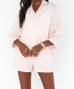 Top 10 🌟 Show Me Your Mumu | Jessica Button Down in Shell Pink Linen for 👩 women 🛒