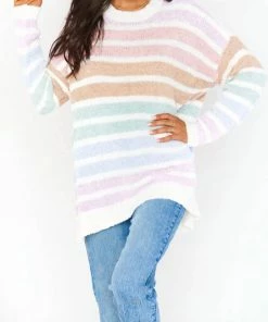 Budget 🎉 Show Me Your Mumu Flurry Sweater in Powder Stripe Knit for 👩 women ❤️